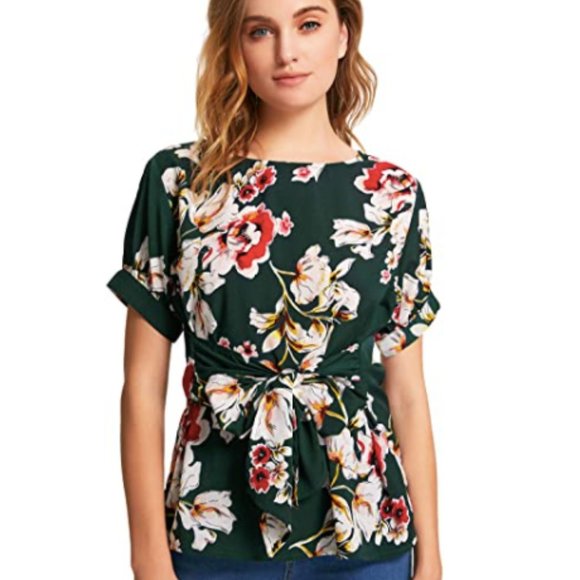 NEW Green Floral Blouse - Picture 1 of 4
